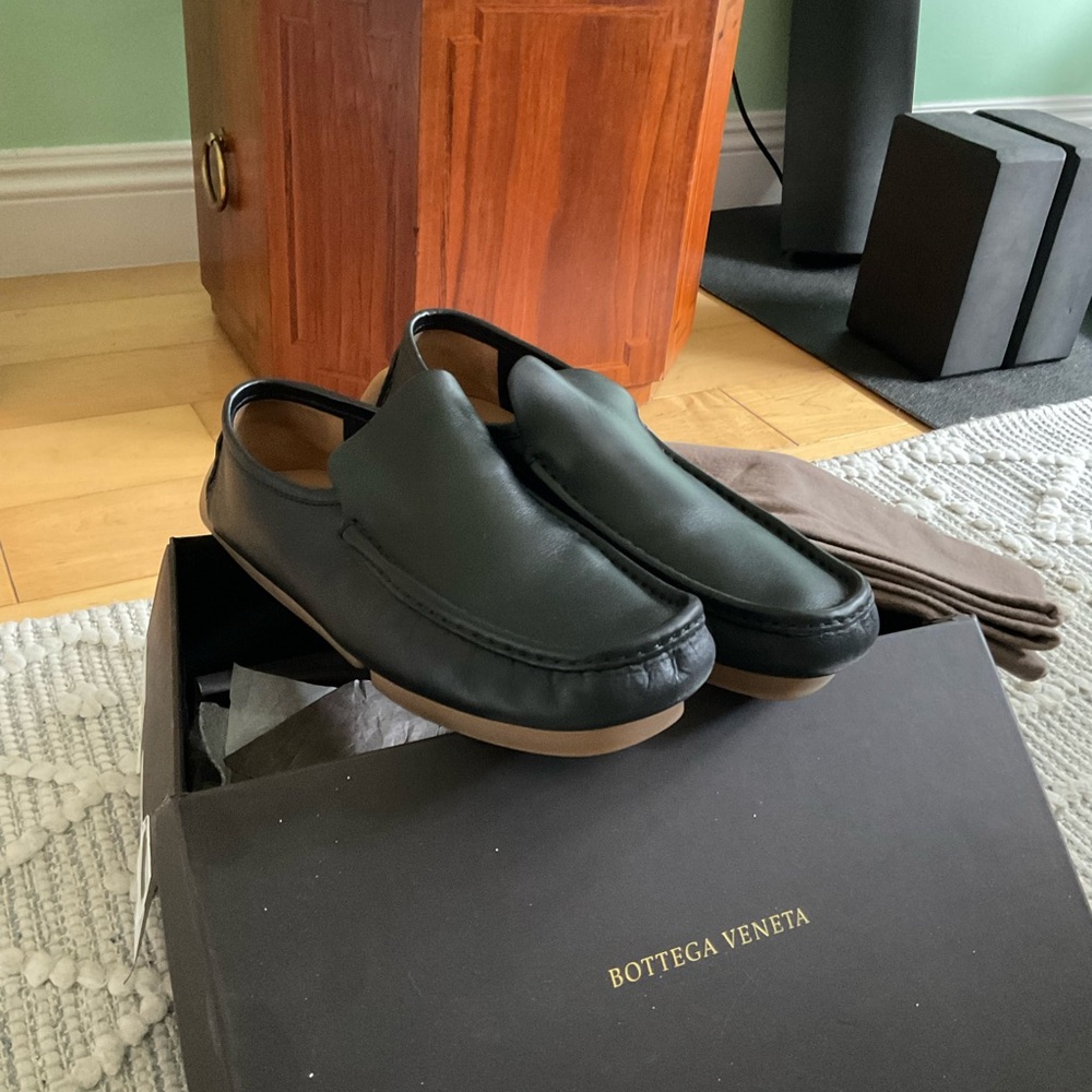Bottega Veneta black slip on loafers